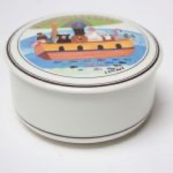 Vintage Villeroy & Boch Noah's Ark Trinket Dish With Lid Porcelain - Picture 2 of 7